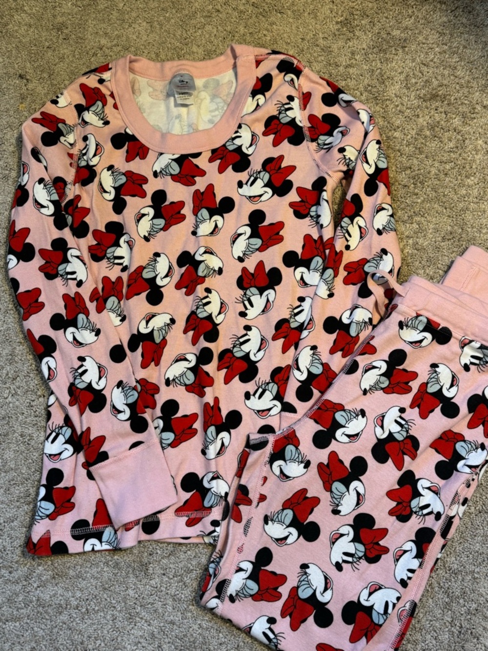 Hanna Andersson Pink Minnie Mouse Pajama Set with Red Bows
